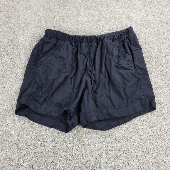 Briggs Womens Shorts Large Black Linen Blend Drawstring Elastic Waist Pull On - Picture 1 of 12